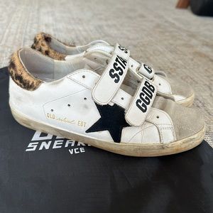 Golden Goose Old School sneakers with black star and leopard print heel